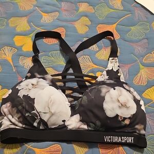 VS Sport Floral Strappy Black Sports Bra 36C